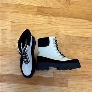 ShoeDazzle Black and White Hiking Boots